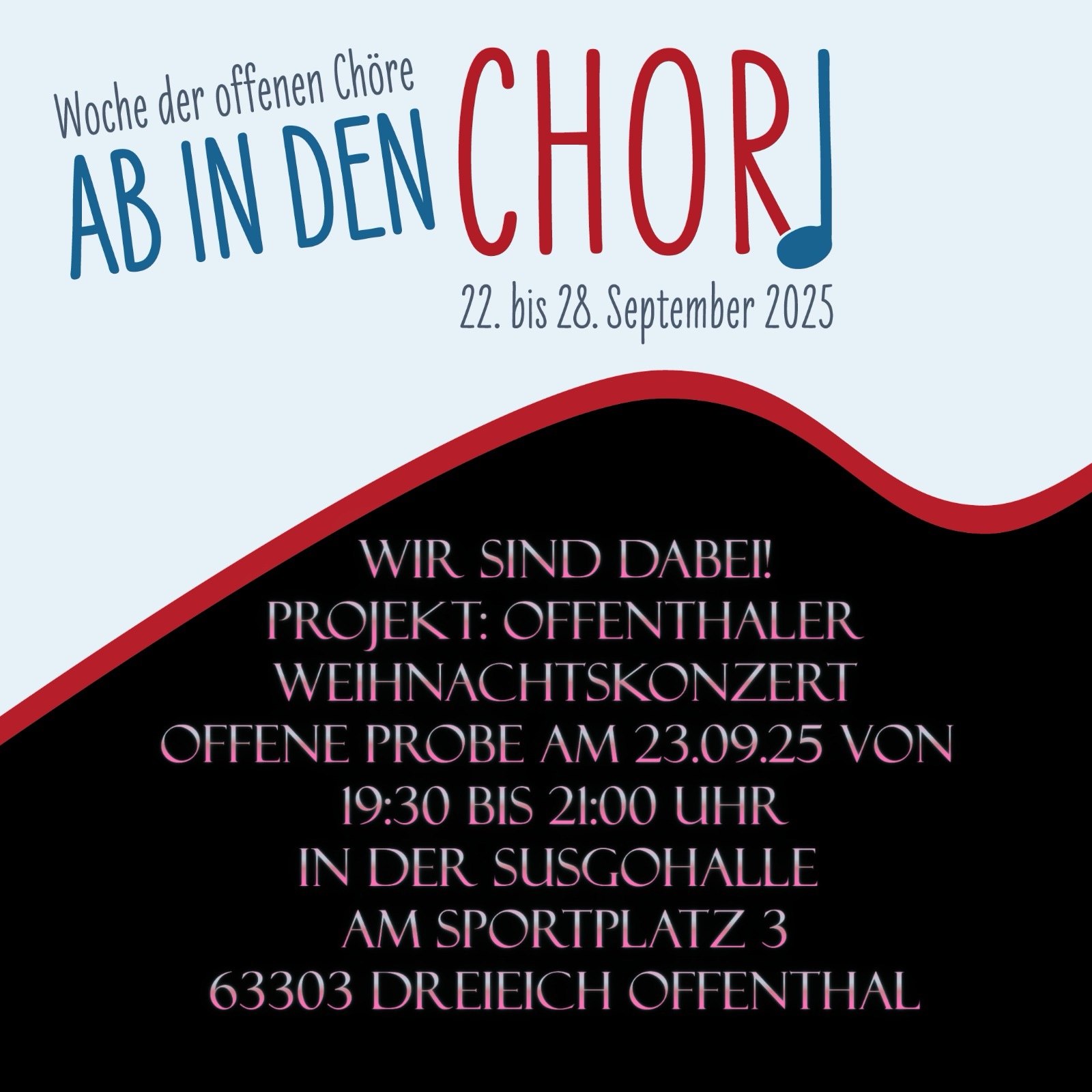 Weihnachtskonzert in Offenthal – ab in den Chor!